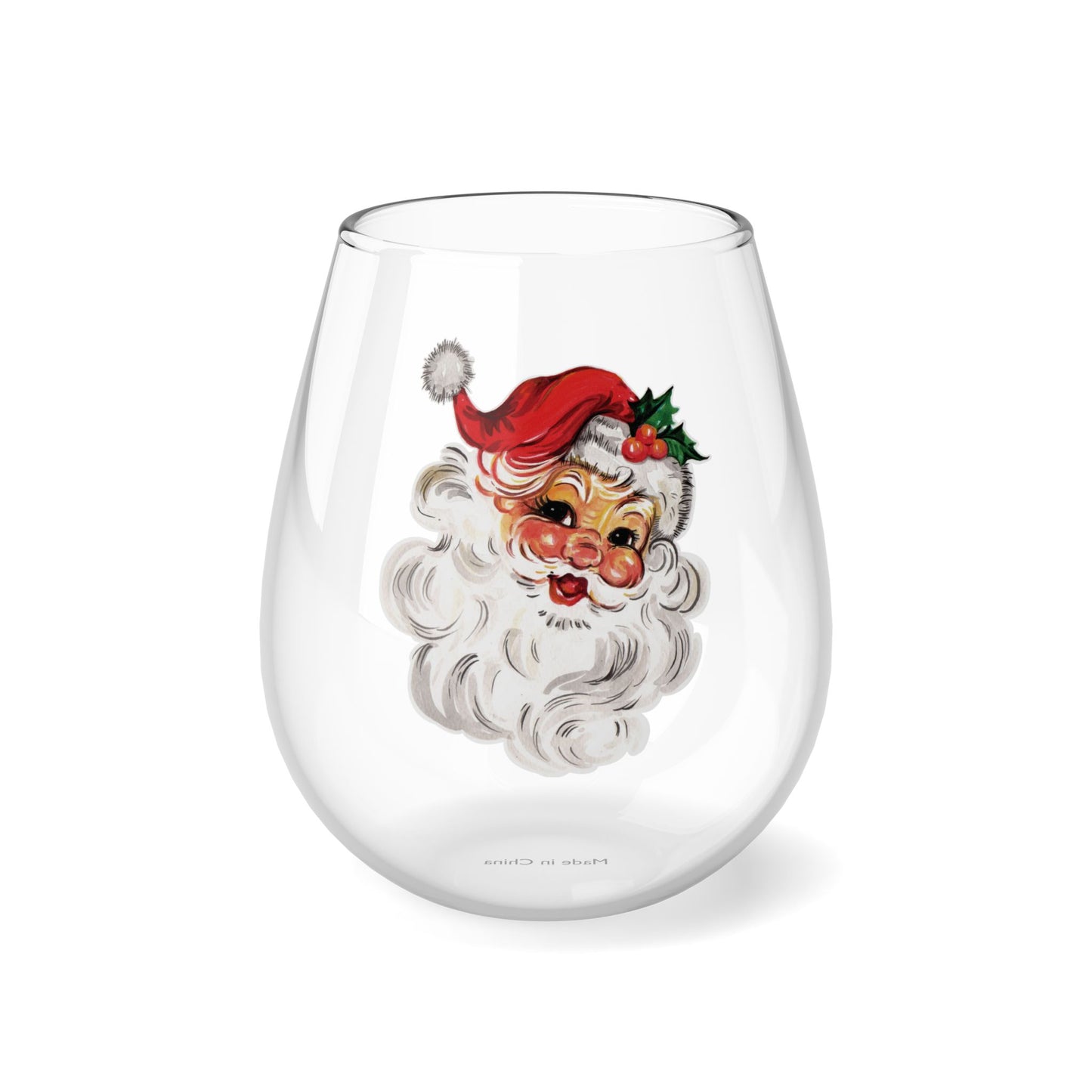 Santa Wine Glass