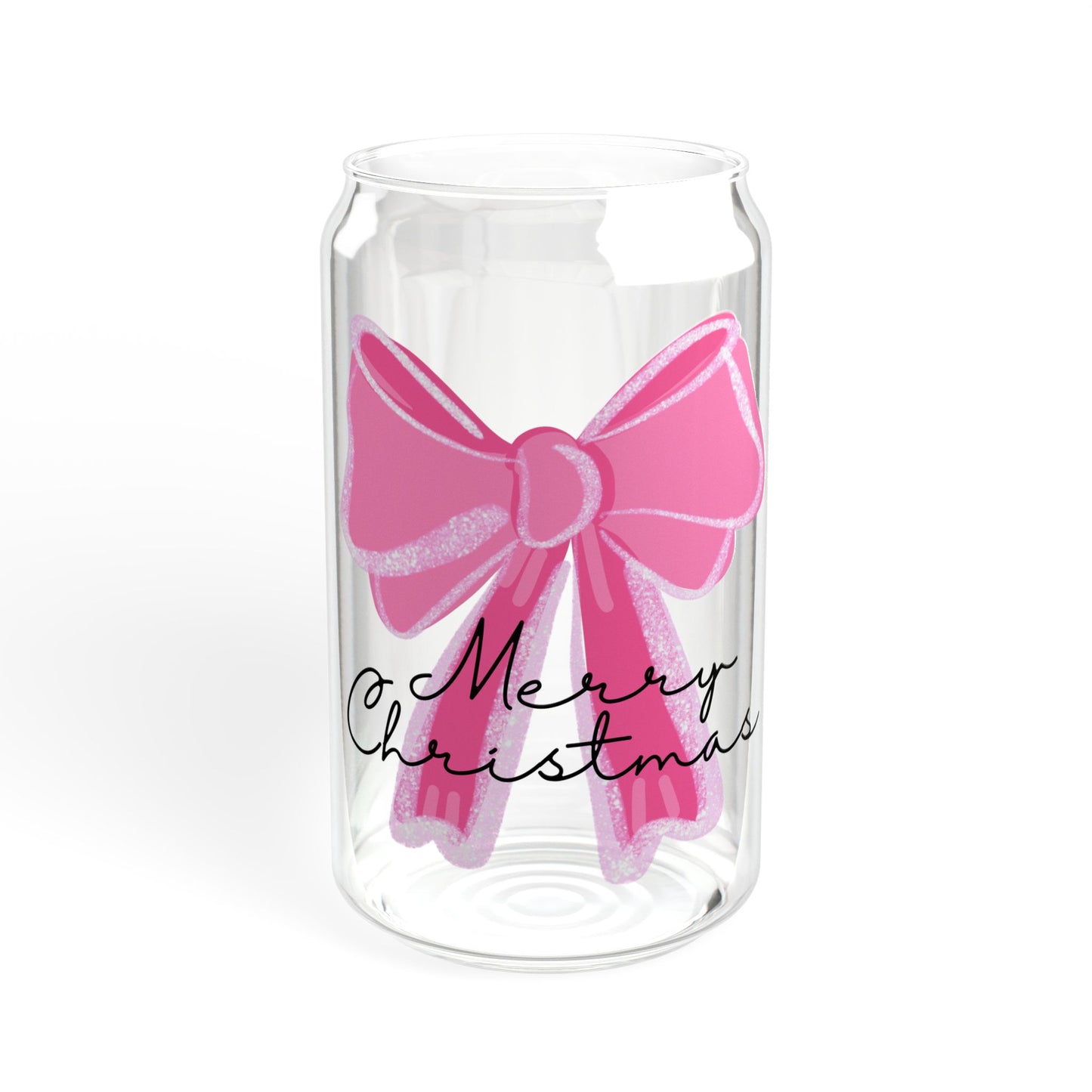 Pink Christmas Bow Glass Coffee Cup