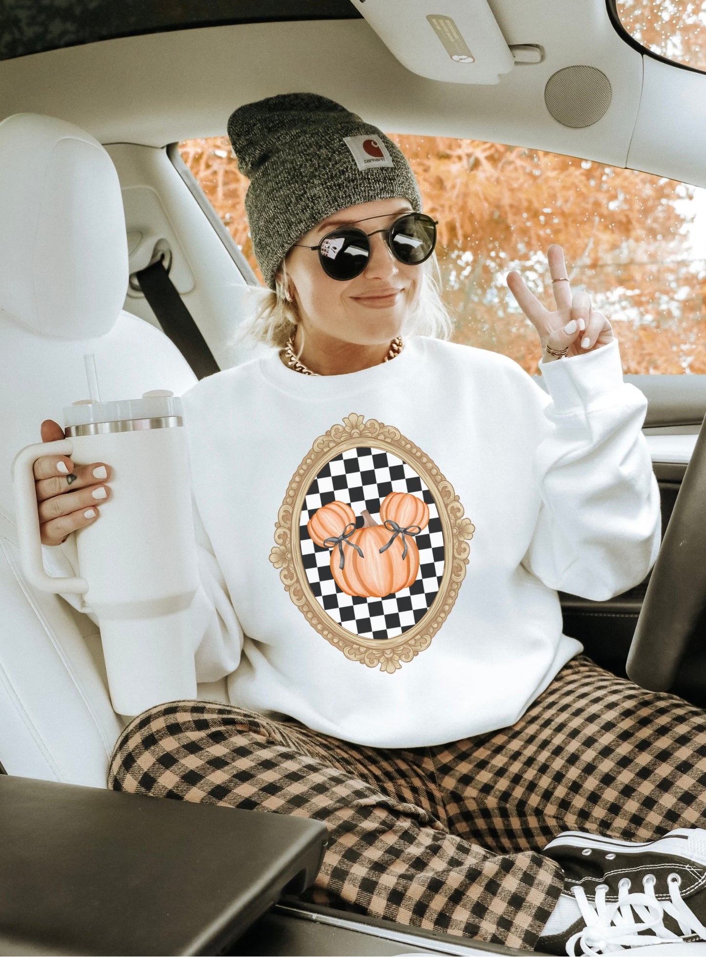 Checkered Pumpkin Sweatshirt