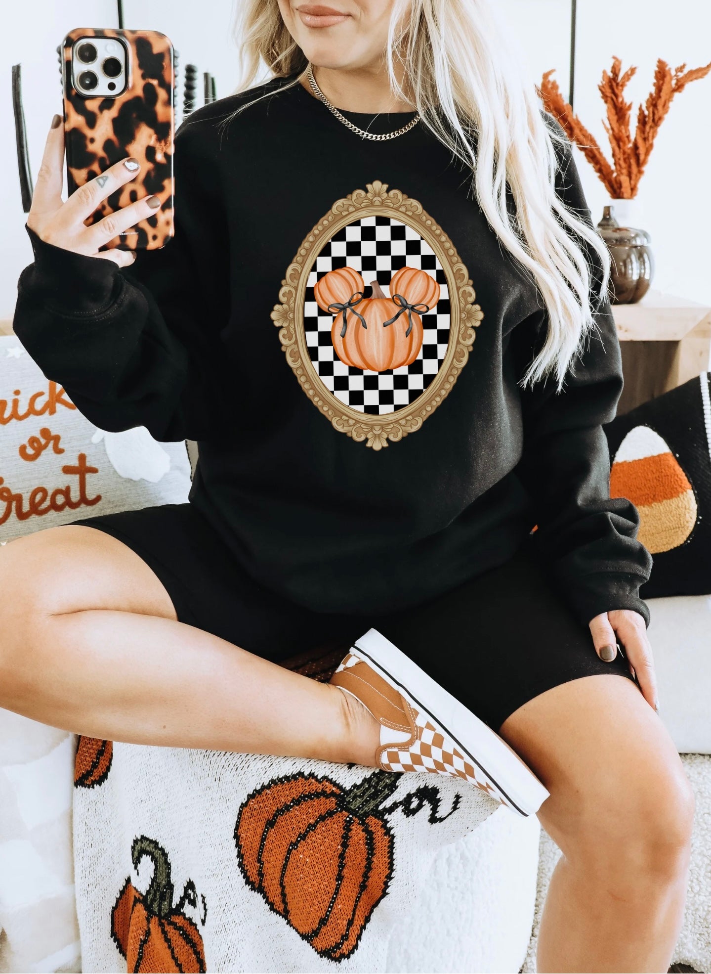 Checkered Pumpkin Sweatshirt